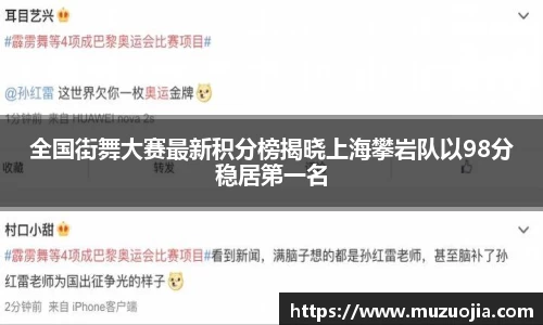 全国街舞大赛最新积分榜揭晓上海攀岩队以98分稳居第一名